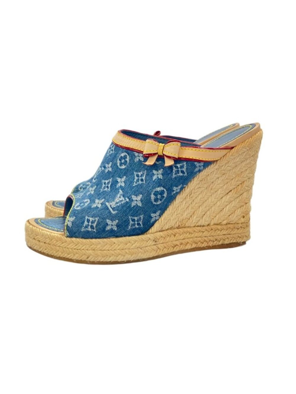 Louis Vuitton Wedge Sandals Espadrilles Denim Monogram - Picture 2 of 10